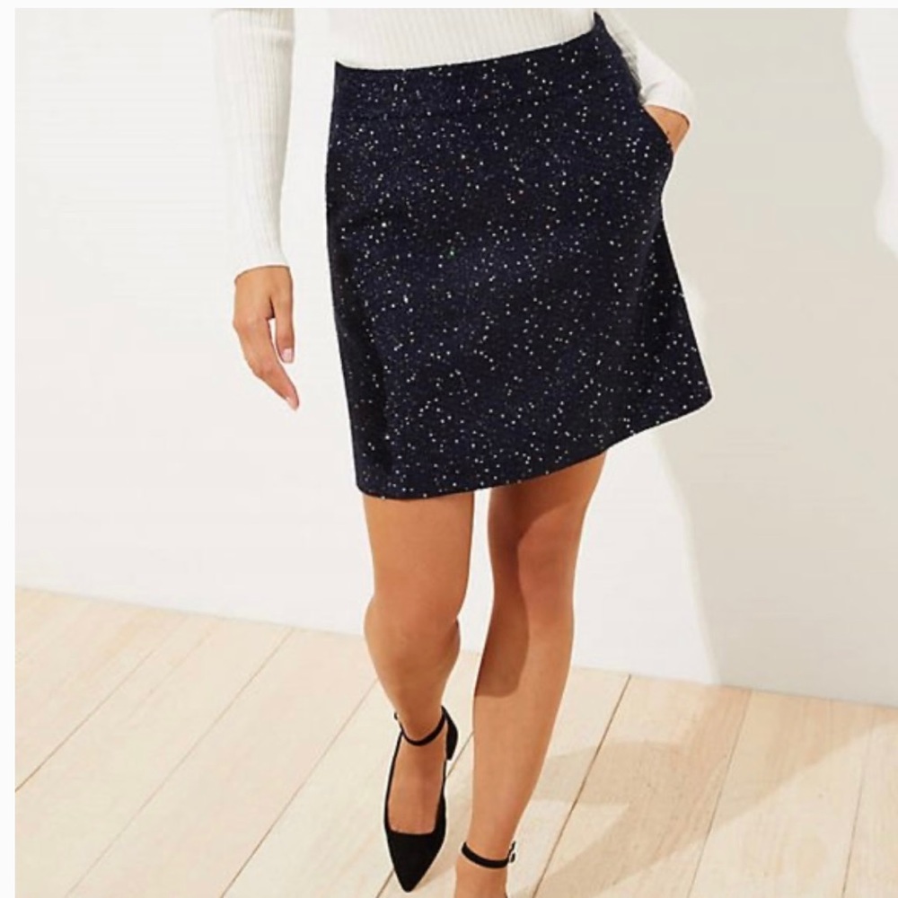 NWT - Loft Sequin tweed pocket Skirt, size 12